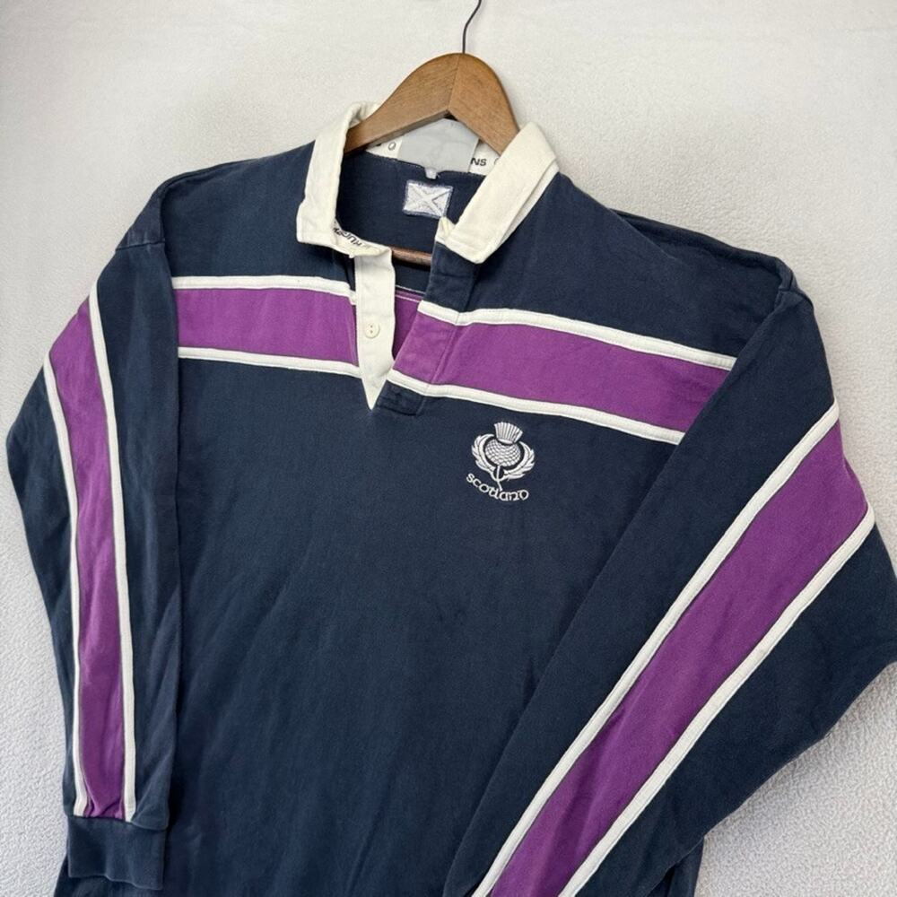 Vintage Scotland Rugby Shirt Men's Large Purple Nations Colorblock Embroidered